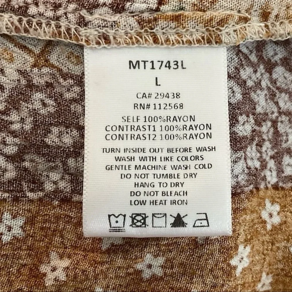 Miss Me Women's Bohemian Patchwork Peasant Lace-Up V-neck Blouse Size L … - Picture 9 of 10
